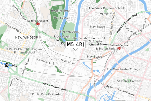 M5 4RJ map - small scale - OS Open Zoomstack (Ordnance Survey)