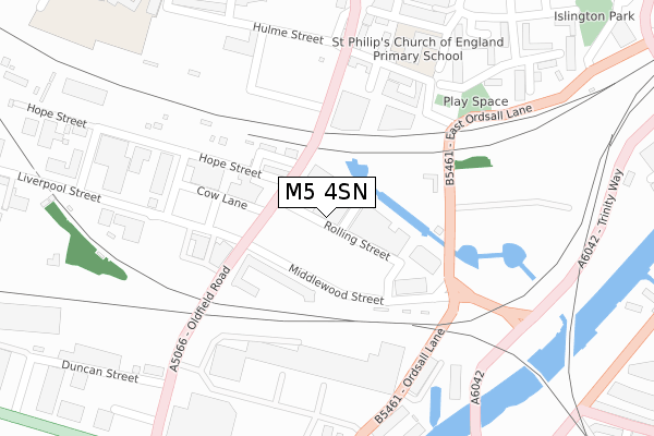 M5 4SN map - large scale - OS Open Zoomstack (Ordnance Survey)