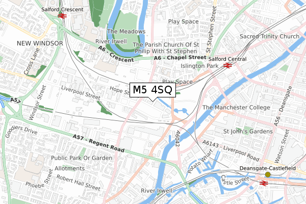 M5 4SQ map - small scale - OS Open Zoomstack (Ordnance Survey)