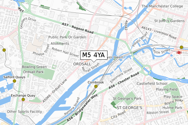 M5 4YA map - small scale - OS Open Zoomstack (Ordnance Survey)