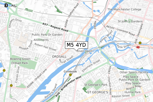 M5 4YD map - small scale - OS Open Zoomstack (Ordnance Survey)