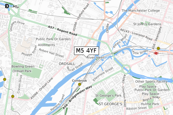 M5 4YF map - small scale - OS Open Zoomstack (Ordnance Survey)