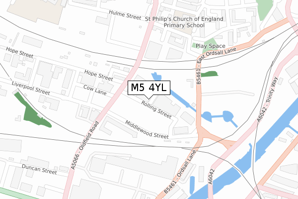 M5 4YL map - large scale - OS Open Zoomstack (Ordnance Survey)