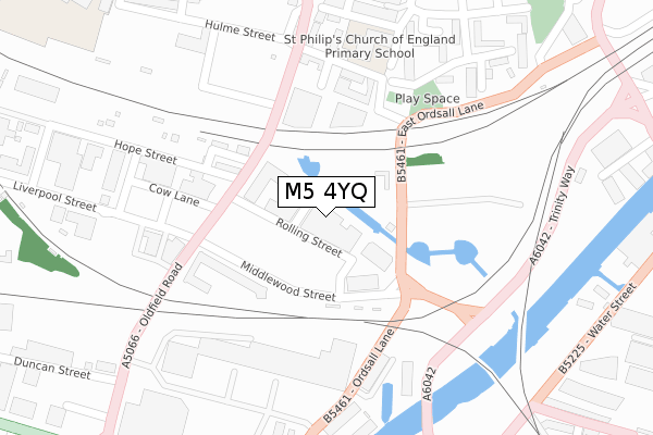 M5 4YQ map - large scale - OS Open Zoomstack (Ordnance Survey)