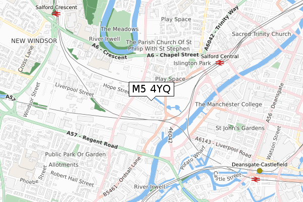 M5 4YQ map - small scale - OS Open Zoomstack (Ordnance Survey)