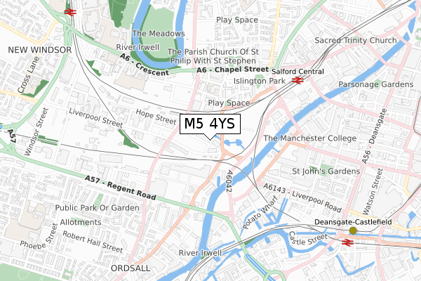 M5 4YS map - small scale - OS Open Zoomstack (Ordnance Survey)