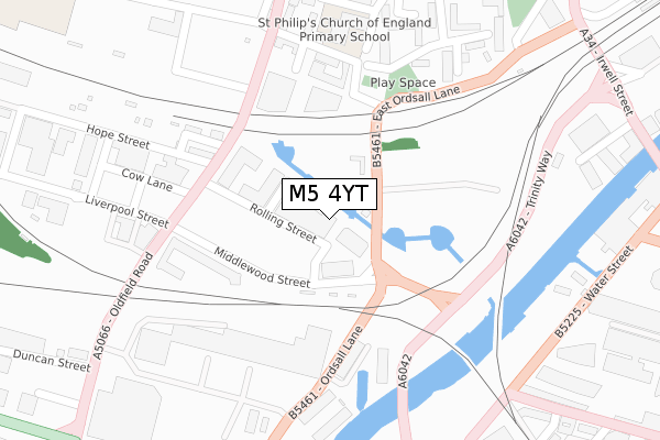 M5 4YT map - large scale - OS Open Zoomstack (Ordnance Survey)