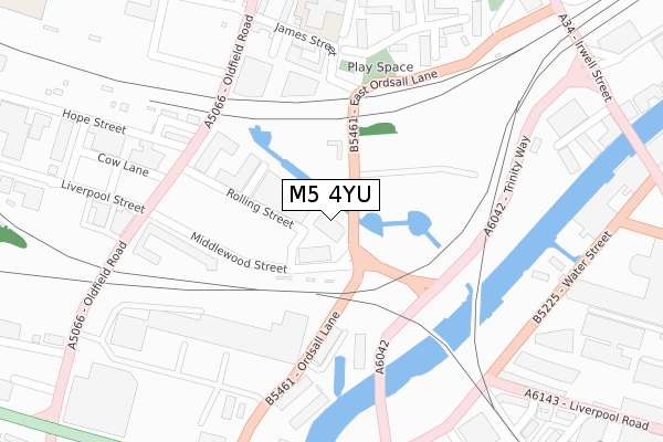 M5 4YU map - large scale - OS Open Zoomstack (Ordnance Survey)