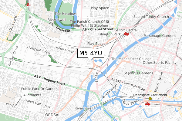 M5 4YU map - small scale - OS Open Zoomstack (Ordnance Survey)