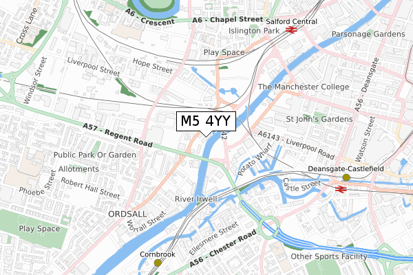 M5 4YY map - small scale - OS Open Zoomstack (Ordnance Survey)