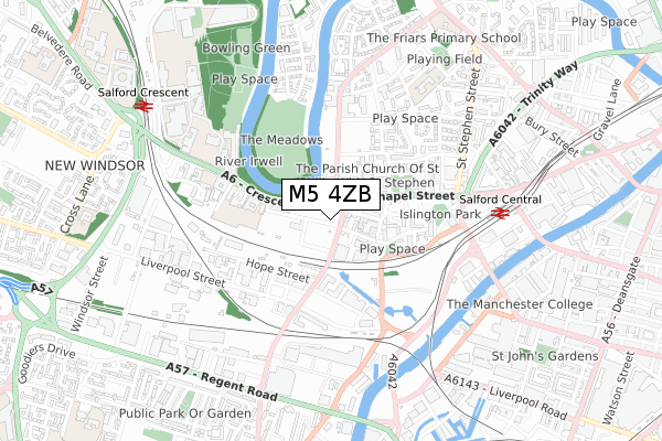 M5 4ZB map - small scale - OS Open Zoomstack (Ordnance Survey)