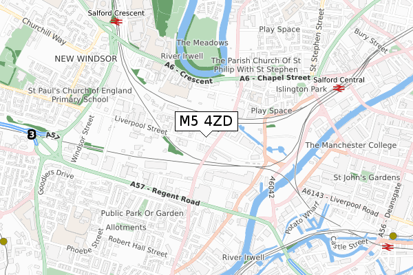 M5 4ZD map - small scale - OS Open Zoomstack (Ordnance Survey)