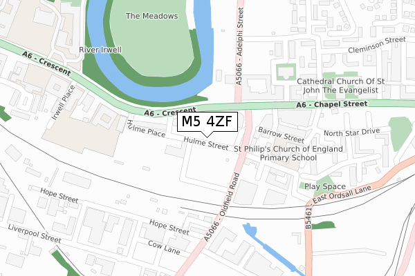 M5 4ZF map - large scale - OS Open Zoomstack (Ordnance Survey)