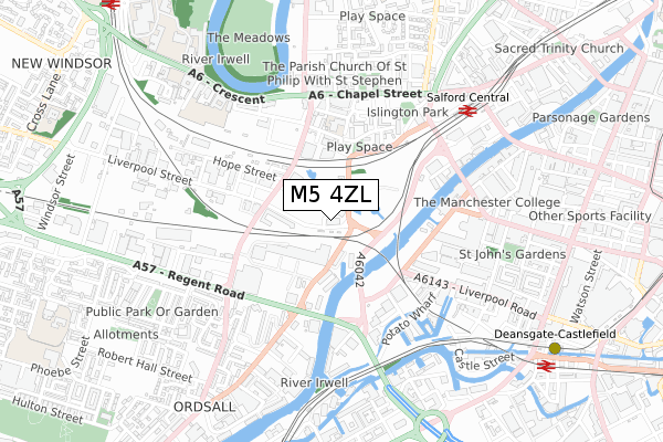 M5 4ZL map - small scale - OS Open Zoomstack (Ordnance Survey)