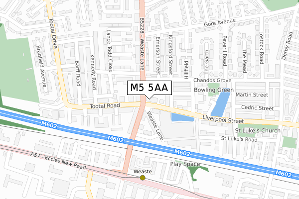 M5 5AA map - large scale - OS Open Zoomstack (Ordnance Survey)