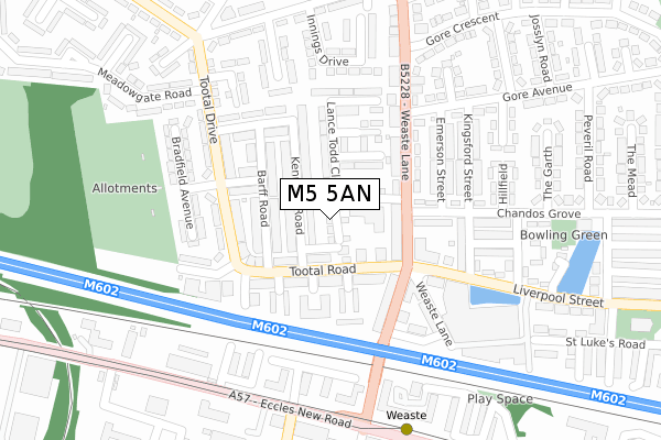 M5 5AN map - large scale - OS Open Zoomstack (Ordnance Survey)