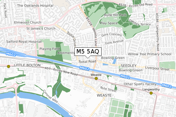 M5 5AQ map - small scale - OS Open Zoomstack (Ordnance Survey)