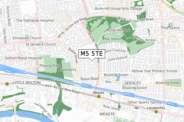 M5 5TE map - small scale - OS Open Zoomstack (Ordnance Survey)