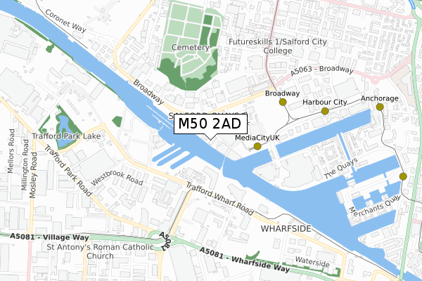 M50 2AD map - small scale - OS Open Zoomstack (Ordnance Survey)