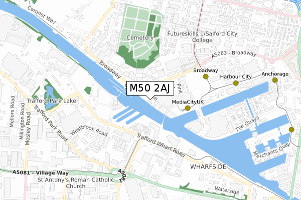 M50 2AJ map - small scale - OS Open Zoomstack (Ordnance Survey)