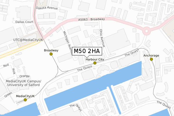 M50 2HA map - large scale - OS Open Zoomstack (Ordnance Survey)