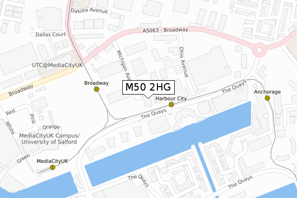 M50 2HG map - large scale - OS Open Zoomstack (Ordnance Survey)