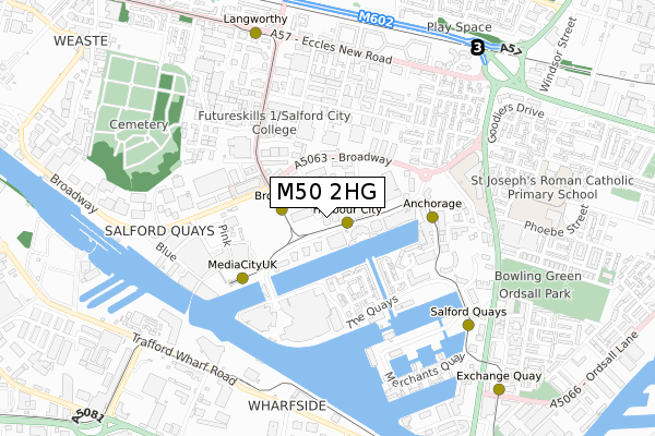 M50 2HG map - small scale - OS Open Zoomstack (Ordnance Survey)