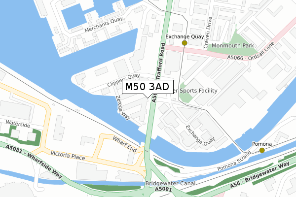 M50 3AD map - large scale - OS Open Zoomstack (Ordnance Survey)