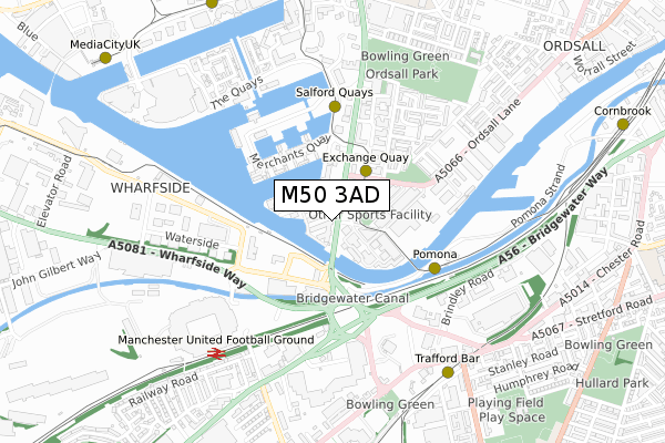 M50 3AD map - small scale - OS Open Zoomstack (Ordnance Survey)