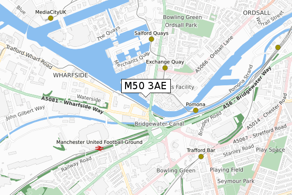 M50 3AE map - small scale - OS Open Zoomstack (Ordnance Survey)