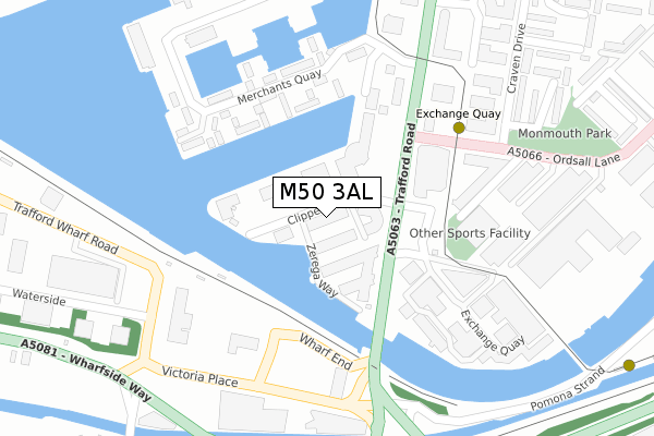 M50 3AL map - large scale - OS Open Zoomstack (Ordnance Survey)