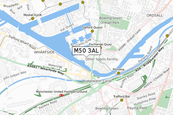 M50 3AL map - small scale - OS Open Zoomstack (Ordnance Survey)