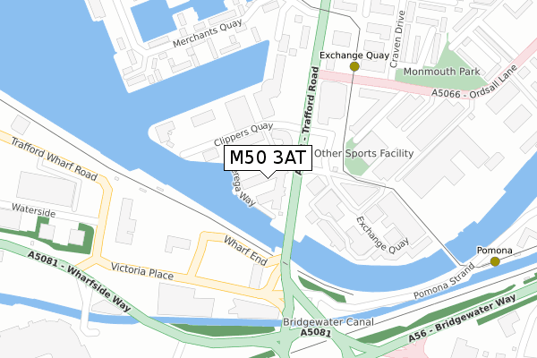 M50 3AT map - large scale - OS Open Zoomstack (Ordnance Survey)