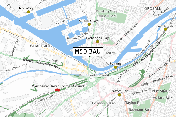 M50 3AU map - small scale - OS Open Zoomstack (Ordnance Survey)