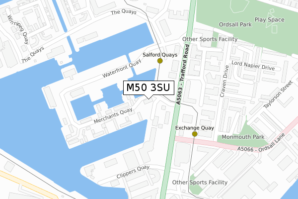 M50 3SU map - large scale - OS Open Zoomstack (Ordnance Survey)