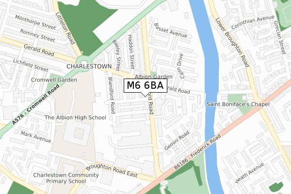 M6 6BA map - large scale - OS Open Zoomstack (Ordnance Survey)