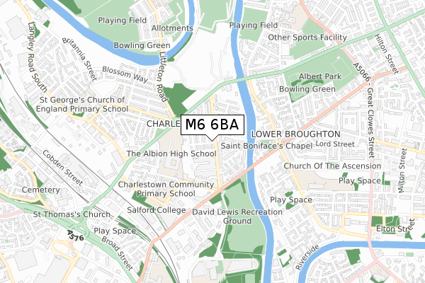 M6 6BA map - small scale - OS Open Zoomstack (Ordnance Survey)