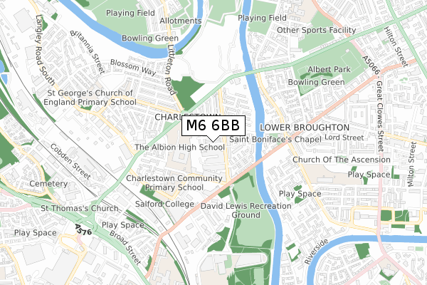 M6 6BB map - small scale - OS Open Zoomstack (Ordnance Survey)