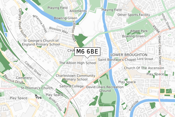 M6 6BE map - small scale - OS Open Zoomstack (Ordnance Survey)