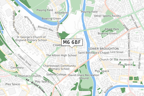 M6 6BF map - small scale - OS Open Zoomstack (Ordnance Survey)