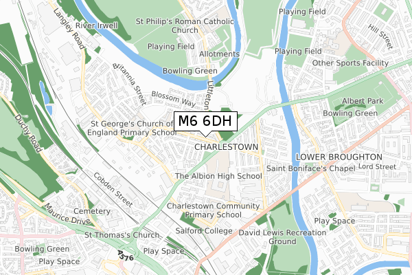 M6 6DH map - small scale - OS Open Zoomstack (Ordnance Survey)