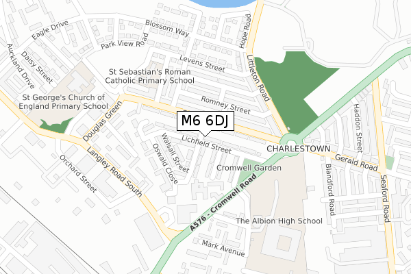 M6 6DJ map - large scale - OS Open Zoomstack (Ordnance Survey)