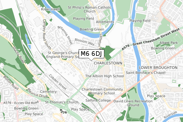 M6 6DJ map - small scale - OS Open Zoomstack (Ordnance Survey)