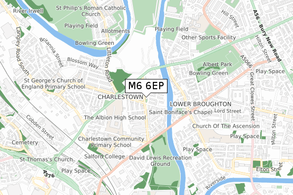 M6 6EP map - small scale - OS Open Zoomstack (Ordnance Survey)