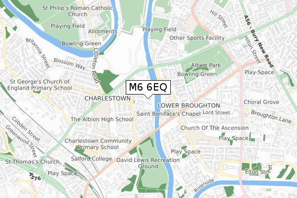 M6 6EQ map - small scale - OS Open Zoomstack (Ordnance Survey)