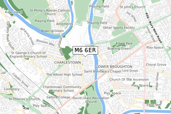 M6 6ER map - small scale - OS Open Zoomstack (Ordnance Survey)