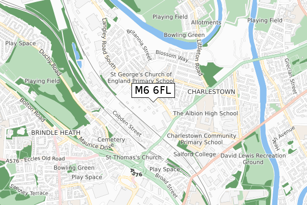 M6 6FL map - small scale - OS Open Zoomstack (Ordnance Survey)