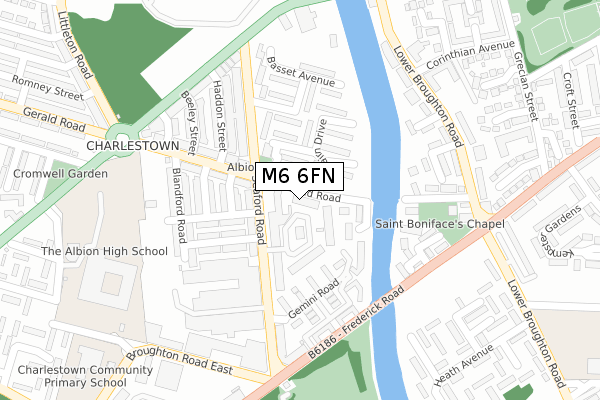 M6 6FN map - large scale - OS Open Zoomstack (Ordnance Survey)