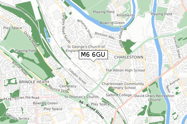 M6 6GU map - small scale - OS Open Zoomstack (Ordnance Survey)