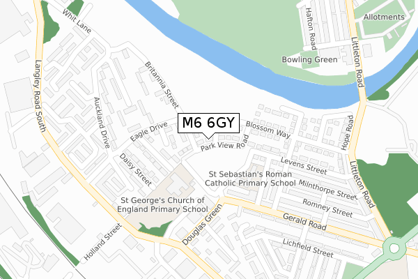 M6 6GY map - large scale - OS Open Zoomstack (Ordnance Survey)